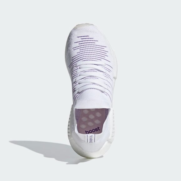 Adidas Originals Womens White Purple NMD_R1 STLT Primeknit Shoes Size 5.5 BD8017 - Picture 3 of 5